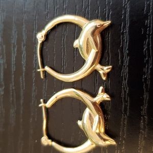 14K dolphin earrings